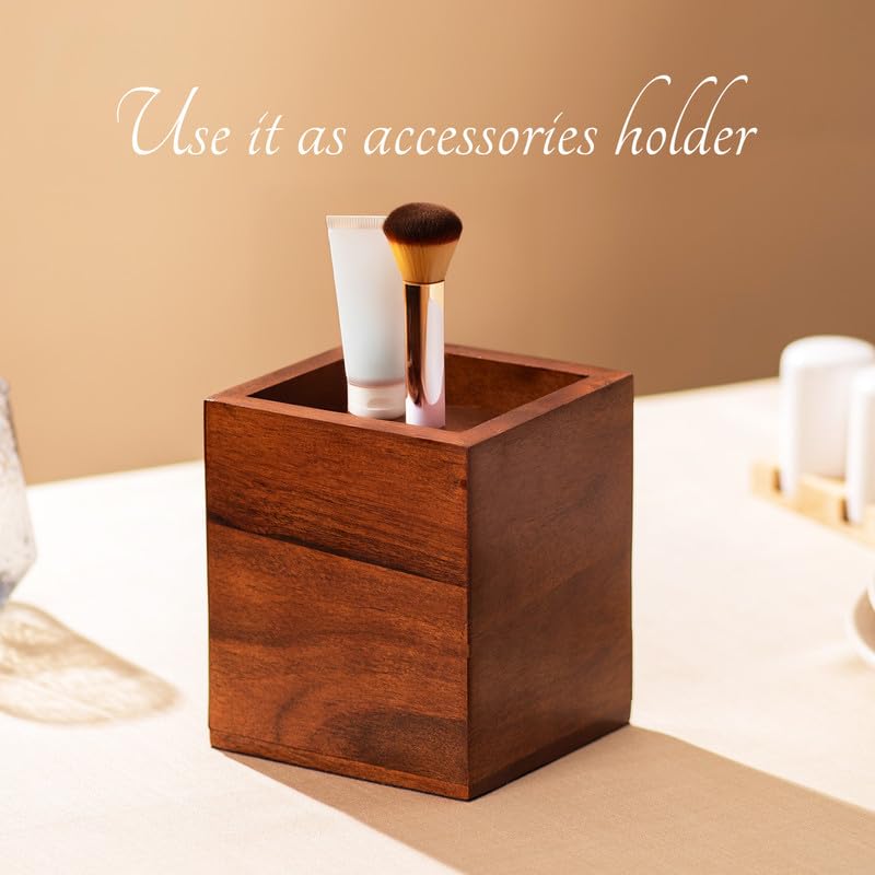 nestroots Wooden Cutlery Holder Spoon Stand For Kitchen | 6.5 Inch Brown | Cutlery Holder For Dining Table | Wooden Caddy Storage Organiser Stand Caddy Holder | Stylish & Functional Kitchen Décor - Image 3