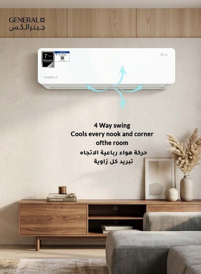 جنرال إكس مكيف هواء سبليت جنرال إكس بقدرة 24000 وحدة حرارية بريطانية للتبريد والتدفئة - ضاغط دوار GMCC، غاز تبريد R410A، تدفق هواء عالٍ 1200 متر مكعب/ساعة، موفر للطاقة، منخفض الضوضاء - موديل GX-24SMCH - Image 4