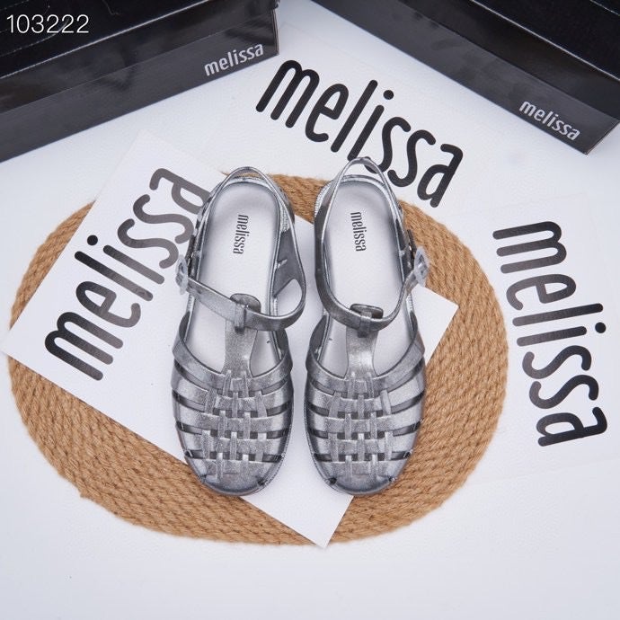 Melissa Jelly Shoes Melissa Flat Woven Hole Hollow Retro Toe Roman Sandals - Image 1