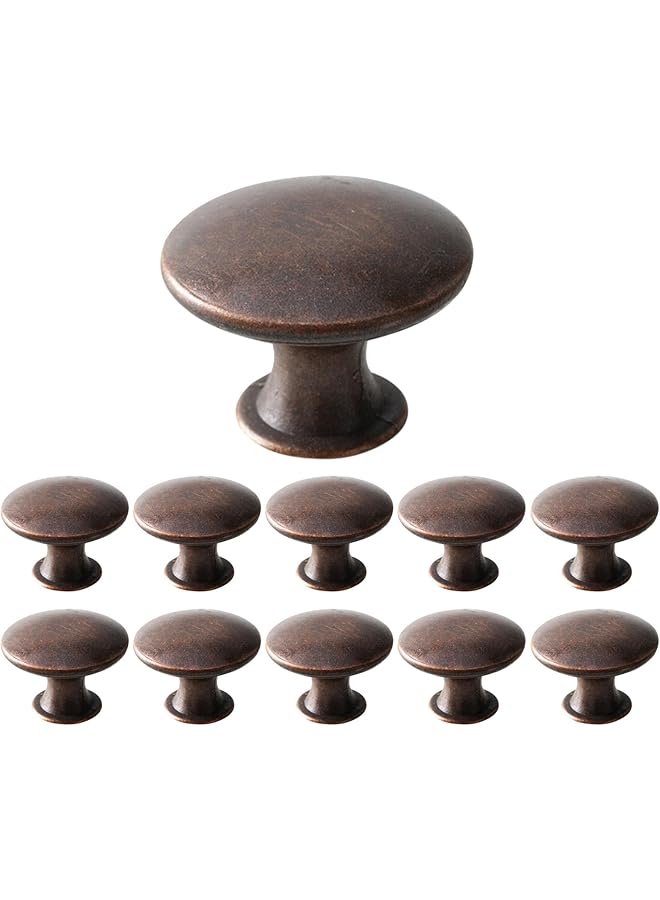 PROMASS promass Kitchen Cabinet Knobs Vintage Copper, 12 Pack Round Metal Wardrobe Handles Furniture Hardware Pulls with Screws for Chest of Drawers Cupboard Dresser Door, 30x21mm  - Image 1