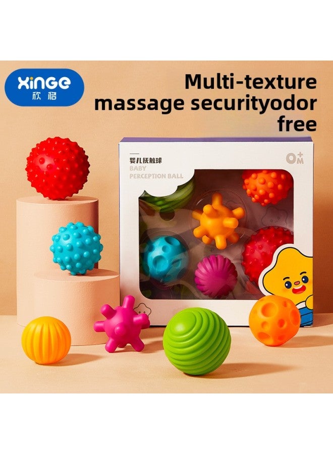 Loquat Newborn Gift Rattle Baby Toy 1 Year Old Soothing Gift Box 0-3 Months Baby Bite Touch Ball Massage Ball-Color:【touch Ball Set Of 8】 Color Box Version - Image 2