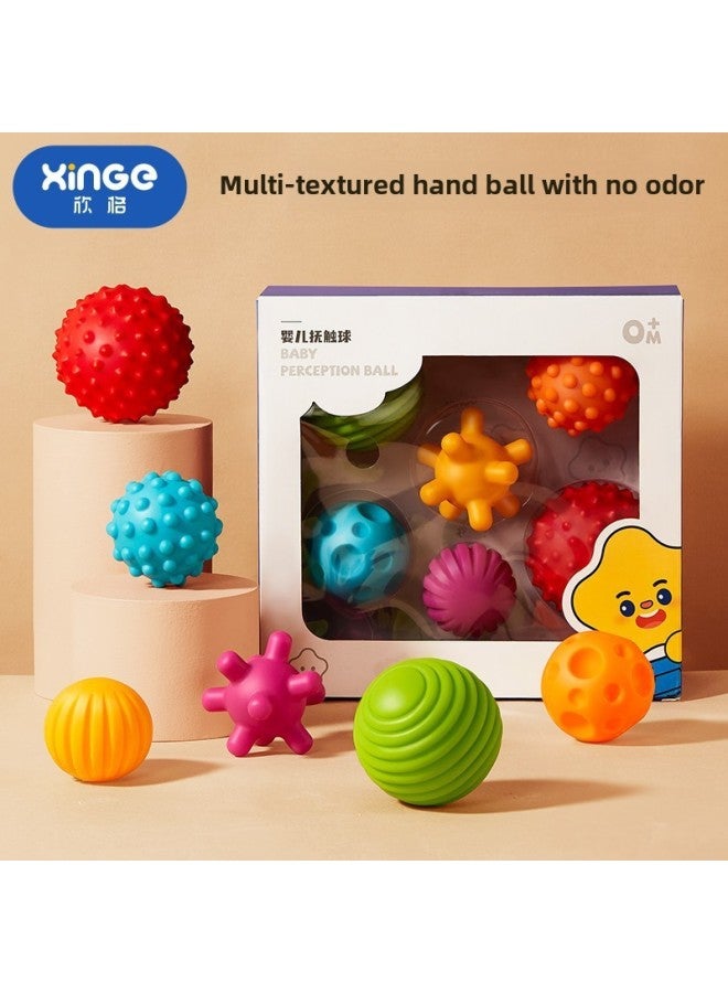 Loquat Newborn Gift Rattle Baby Toy 1 Year Old Soothing Gift Box 0-3 Months Baby Bite Touch Ball Massage Ball-Color:【touch Ball Set Of 8】 Color Box Version - Image 3