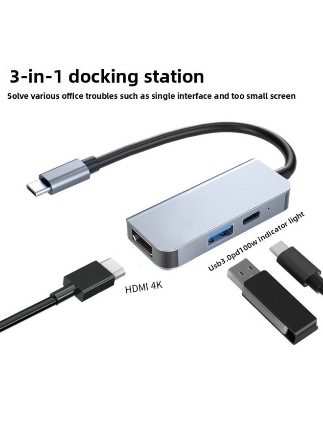 Hot Eight-in-one Type-c Development Dock To Hdmi Laptop Usb Splitter Card Reader Transfer-Number Of Interfaces:3-in-1 Hdmi4k  - Image 1