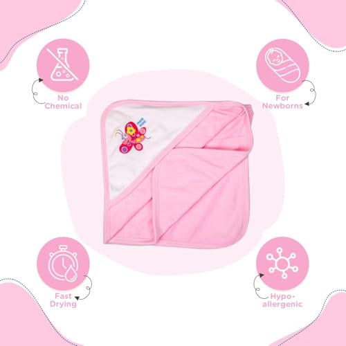 Mee Mee Bamboo Cotton Premium Baby Washcloth, Washable & Reusable, Quick Absorbent, Extra Soft Face Towels for Kids/Toddlers/Infants, with Hood, Pack of 1, Pink 80X80 CM - Image 4