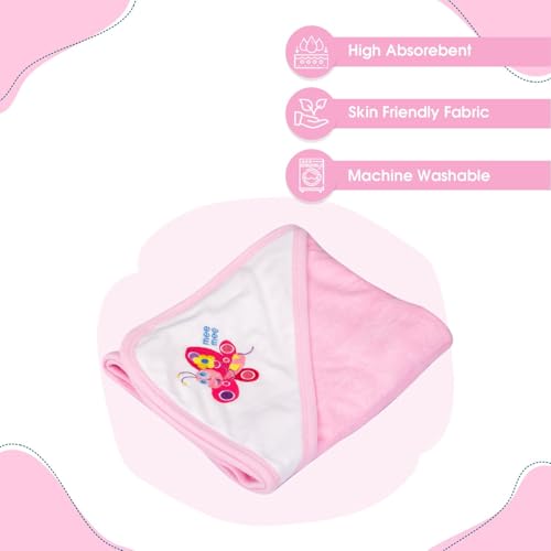 Mee Mee Bamboo Cotton Premium Baby Washcloth, Washable & Reusable, Quick Absorbent, Extra Soft Face Towels for Kids/Toddlers/Infants, with Hood, Pack of 1, Pink 80X80 CM - Image 3