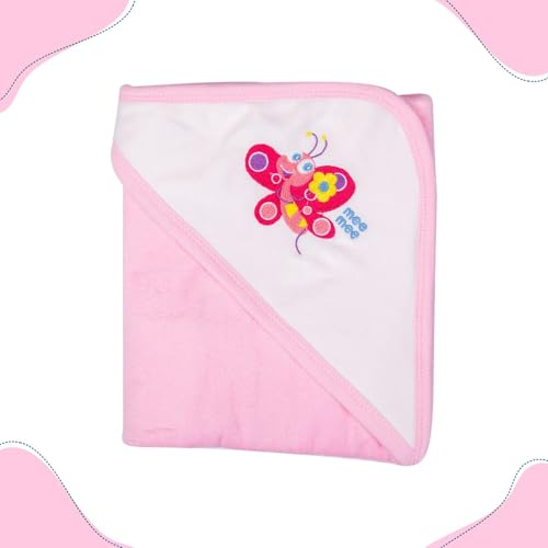 Mee Mee Bamboo Cotton Premium Baby Washcloth, Washable & Reusable, Quick Absorbent, Extra Soft Face Towels for Kids/Toddlers/Infants, with Hood, Pack of 1, Pink 80X80 CM - Image 1