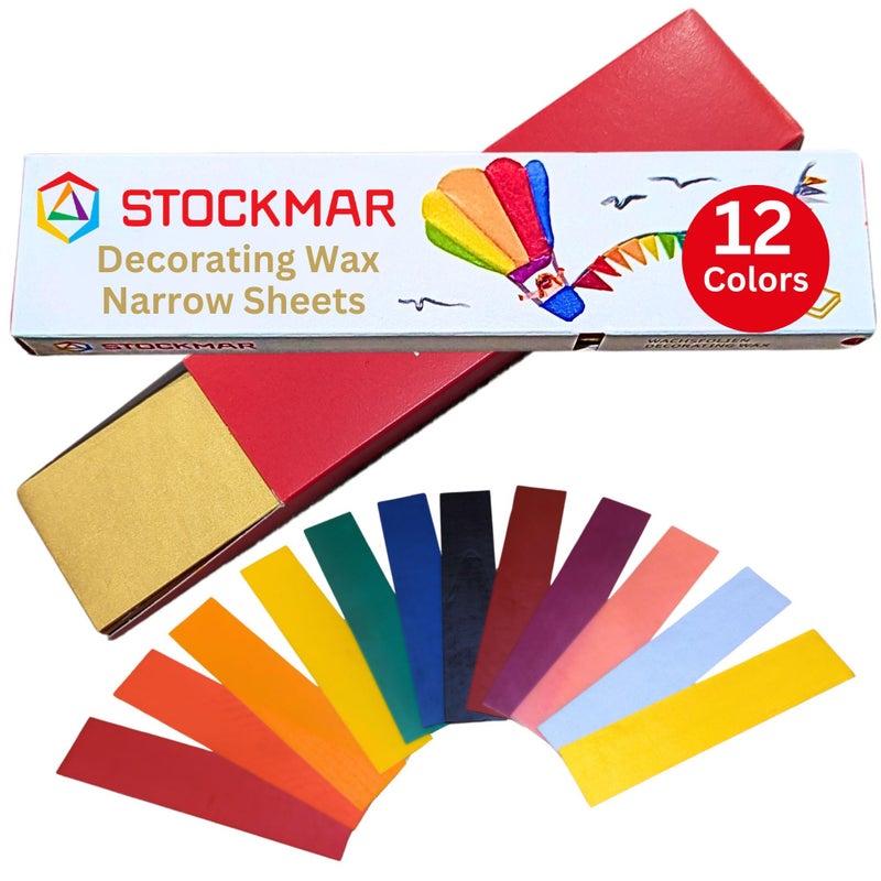 Stockmar Decorating Beeswax Narrow Sheets - Box of 12 Assorted Color Sheets of Modeling Beeswax for Candle Making Kit, DIY Crafts for Adults, Stocking Stuffers for Kids, Teens at Home Or School - Image 1