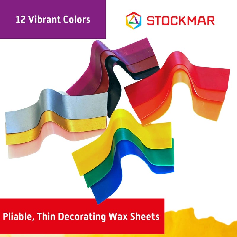 Stockmar Decorating Beeswax Narrow Sheets - Box of 12 Assorted Color Sheets of Modeling Beeswax for Candle Making Kit, DIY Crafts for Adults, Stocking Stuffers for Kids, Teens at Home Or School - Image 2