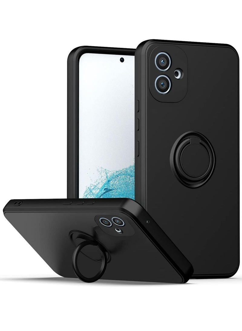 سامسونج جالاكسي A05 4G حالة الهاتف المحمول سيليكون السائل حافة مرنة مقاومة للخدش والصدمة دعم عصابة المغناطيس سيارة سوداء