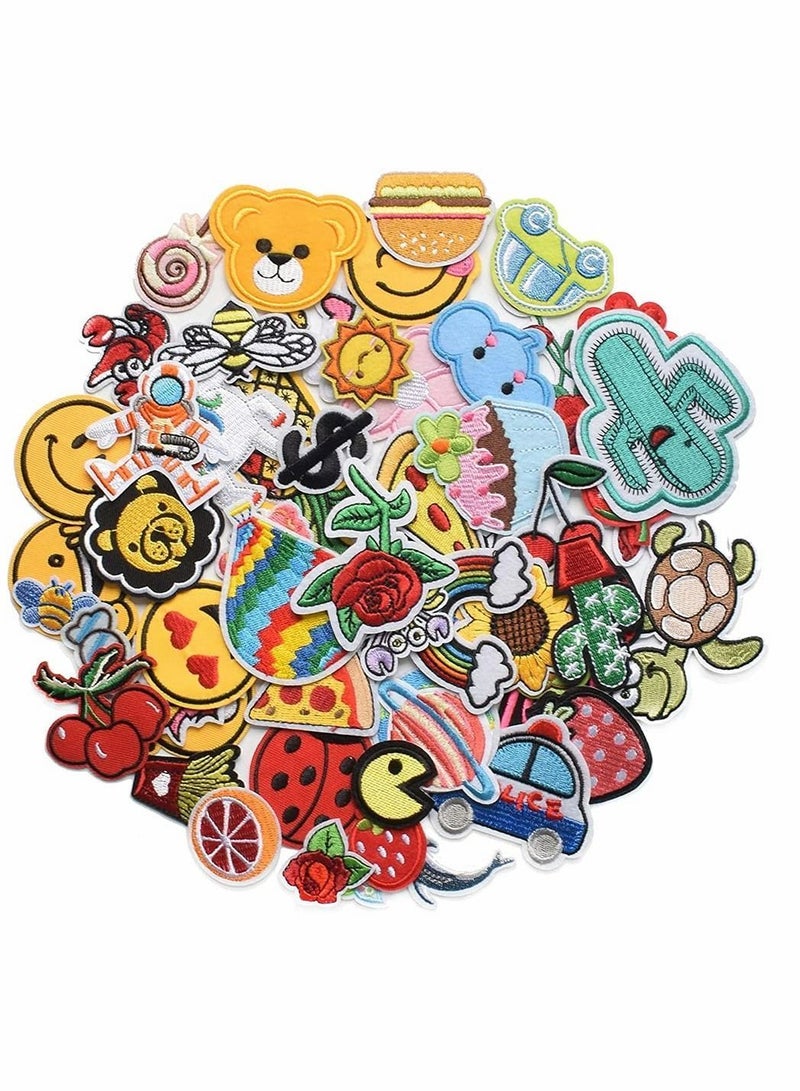 واي آند دي Embroidered Patches, 60 Pcs Random Assorted Styles Bright Vivid Colors, Sew On Iron Patch Applique for Clothes, Dress, Hat, Jeans, DIY Accessories - Image 1