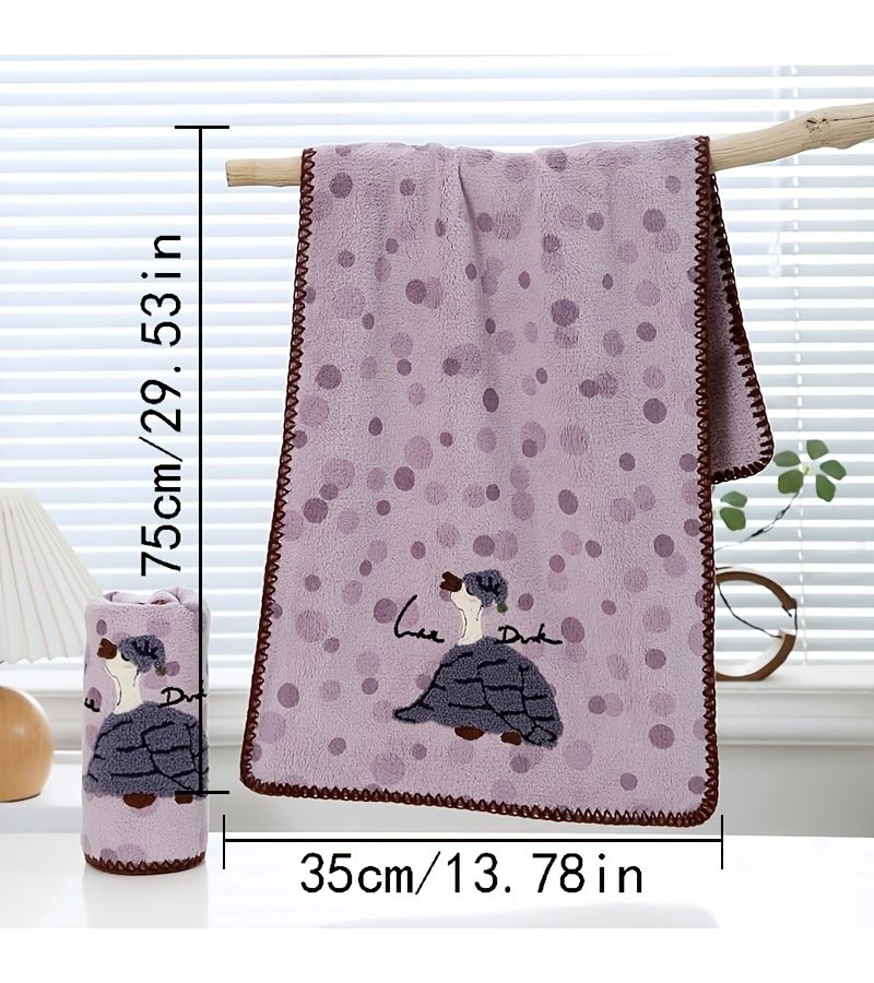 Purple Bobo Swan Large Bath Towel Soft Absorbent Quick Drying Printed Cartoon Design Gift For Face Drying Hair Drying 13 78in 29 53in - Image 3