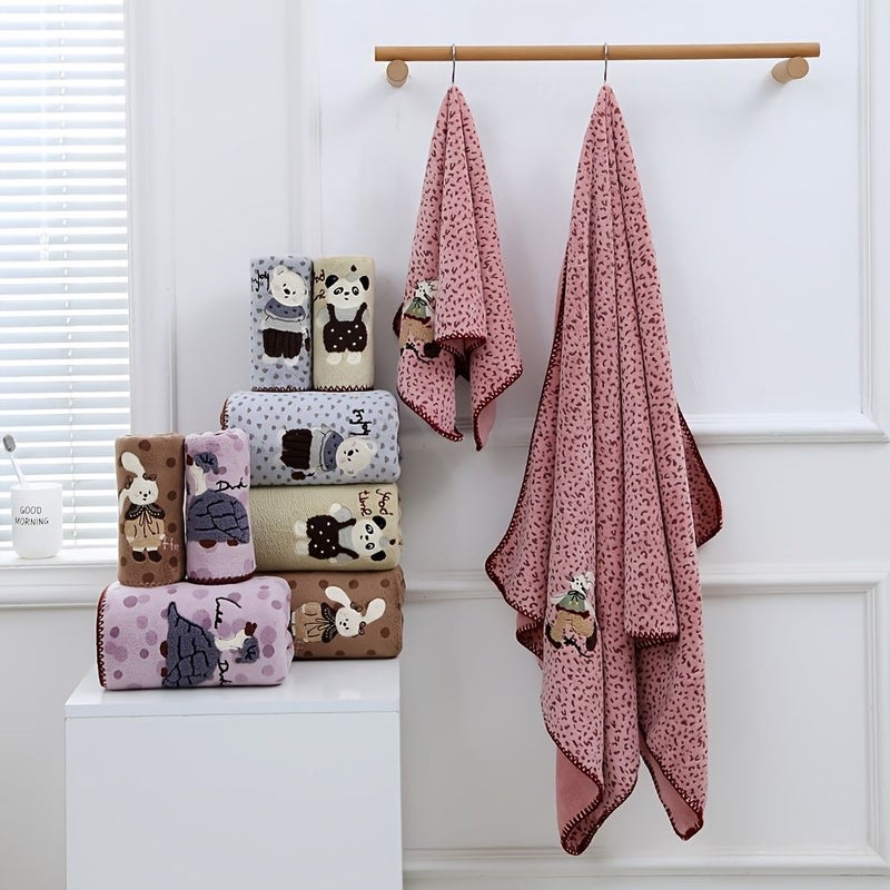 Purple Bobo Swan Large Bath Towel Soft Absorbent Quick Drying Printed Cartoon Design Gift For Face Drying Hair Drying 13 78in 29 53in - Image 5