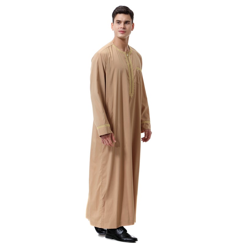 قميص رجالي طويل بياقة دائرية بسحاب مطبوع - Image 3
