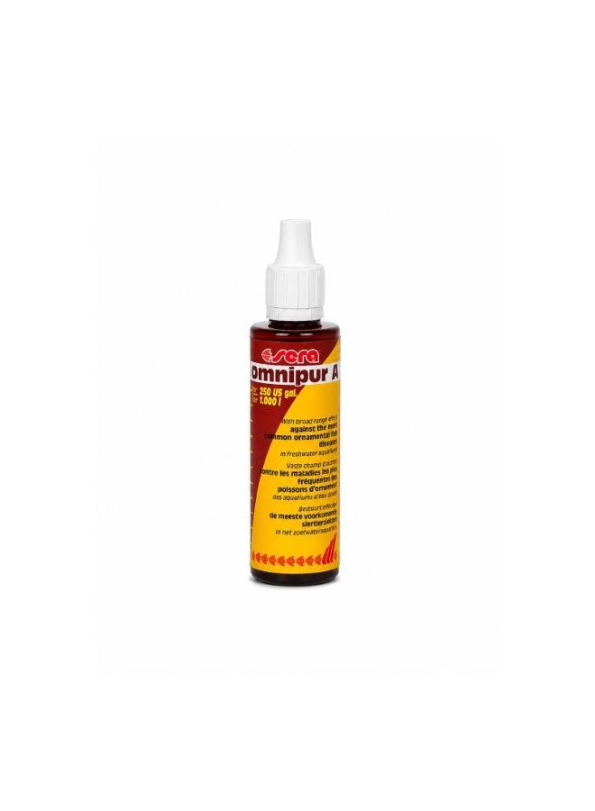 Sera Omnipur A Fish Disease Treatment - German Broad-Spectrum Liquid Medication for Freshwater Aquariums, Treats Bacterial, Fungal & Parasitic Infections, Up to 1000L / 264 US Gallons Coverage - Image 1
