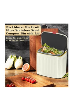 Excefore Kitchen Trash Can with Lid, 1.05 Gallon Gallon Kitchen Compost Bin, Hanging Small Trash Can with Lid, for Suitable Cupboard, Bedroom, Office, Camping, Waste Basket (4L Ivory White)  - Image 2