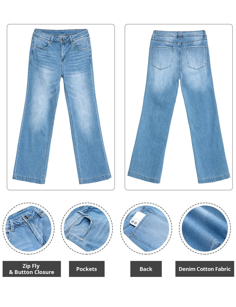 GRAPENT Women's Hippy Pants Hippie Jeans for Country Club Attire Concert Outfits Indigo Medium Blue Sizes 12 14 - Image 5
