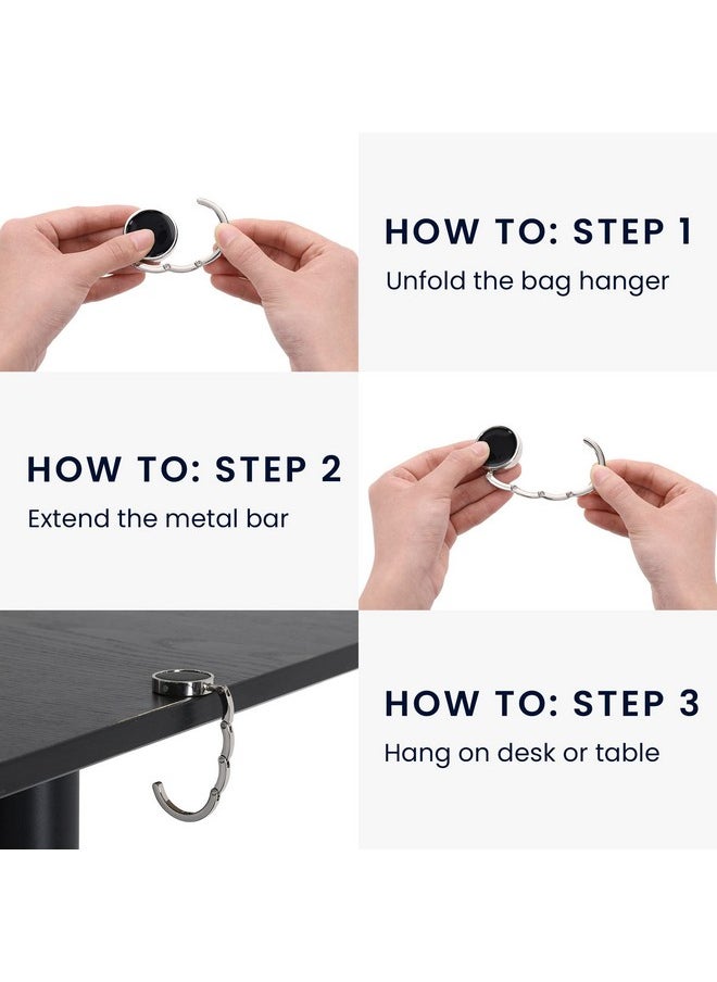 kwmobile kwmobile Purse Hanger for Table (Set of 2) - Purse Hook for Table - Folding Handbag Hanger - Portable Table Bag Holder  - Image 3