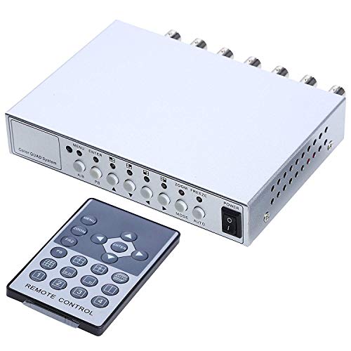 UHPPOTE 4 Channel Color Quad System Video Splitter CCTV DVR Camera Processor Remote Control with 7 BNC Adapter - Image 2