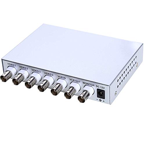 UHPPOTE 4 Channel Color Quad System Video Splitter CCTV DVR Camera Processor Remote Control with 7 BNC Adapter - Image 4