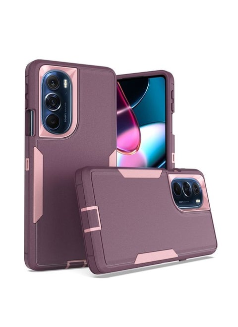 Case Cover For For Motorola Edge+ 2022 2 in 1 Magnetic PC + TPU Phone Case(Purple Red+Pink)