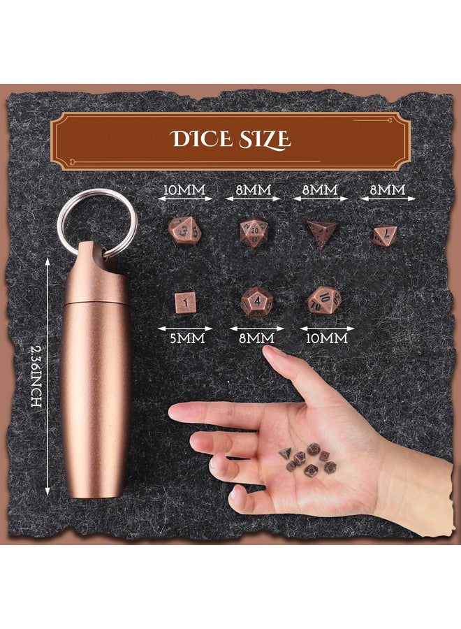 Byhoo Golden Mini DND Dice Set, DND Metal Tiny Mini Small Dice Set with DND Keychain Dice Case, Durable Portable Mini DND Dice Set, DND Holder Case, DND Accessories Gift for Tabletop RPG Board Games - Image 2