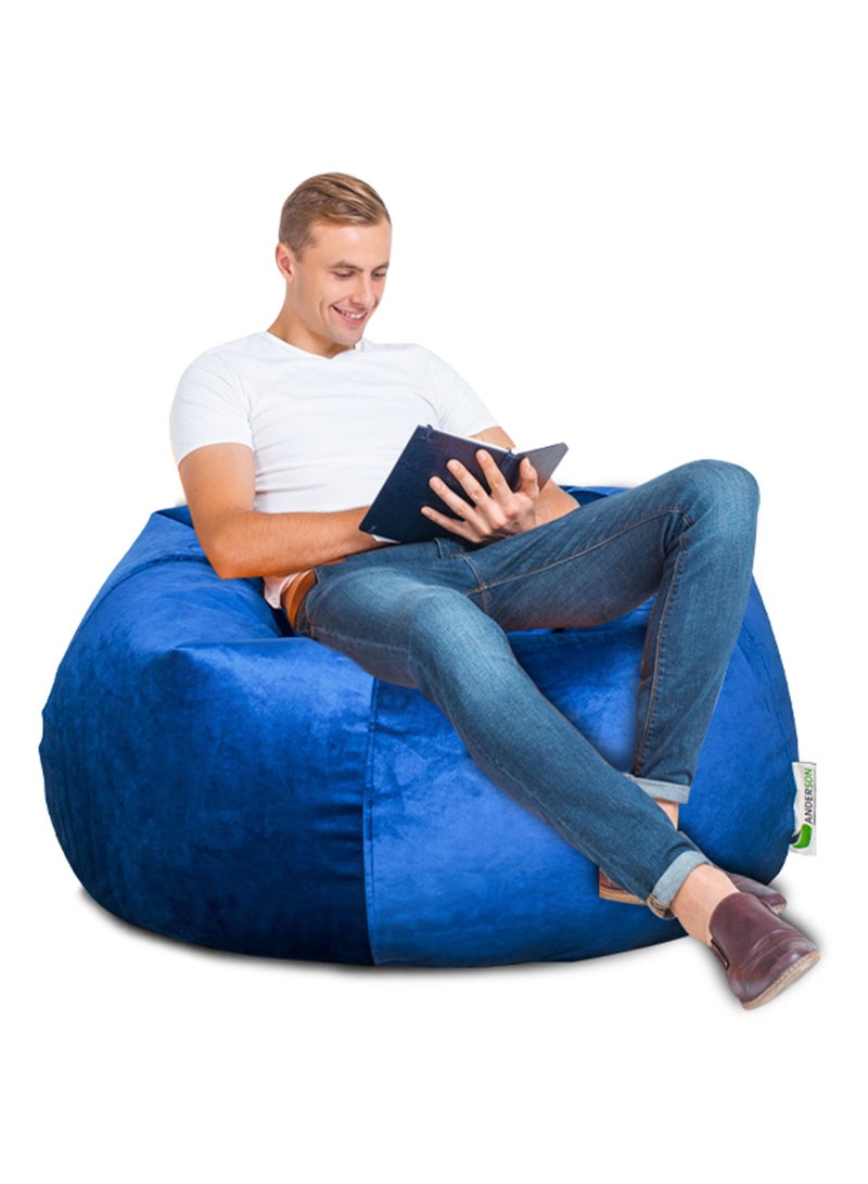 ANDERSON Ultra Soft Medium Luxury Velvet Bean Bag Chair Filling with Beans Highly Comfortable Suitable For Kids And Adults Dark Blue Colour - Image 2