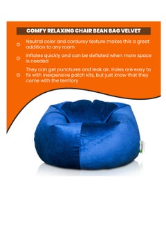 ANDERSON ANDERSON Ultra Soft Medium Luxury Velvet Bean Bag Chair Filling with Beans Highly Comfortable Suitable For Kids And Adults Dark Blue Colour  - Image 5