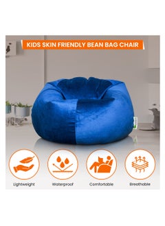 ANDERSON ANDERSON Ultra Soft Medium Luxury Velvet Bean Bag Chair Filling with Beans Highly Comfortable Suitable For Kids And Adults Dark Blue Colour  - Image 4
