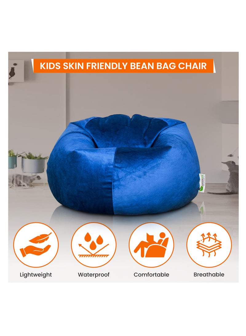 ANDERSON Ultra Soft Medium Luxury Velvet Bean Bag Chair Filling with Beans Highly Comfortable Suitable For Kids And Adults Dark Blue Colour - Image 4