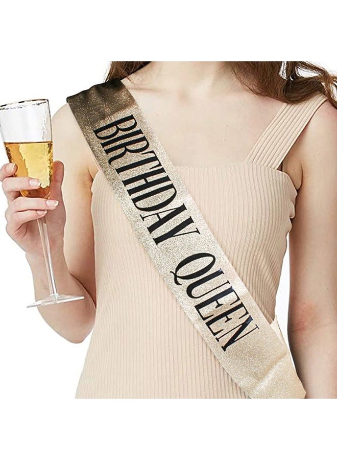 Cocide "Birthday Queen" Sash & Rhinestone Tiara Set COCIDE Silver for Women Birthday Decoration Kit Headband for Girl Glitter Crystal Hair Accessories for Party Cake Topper - Image 3