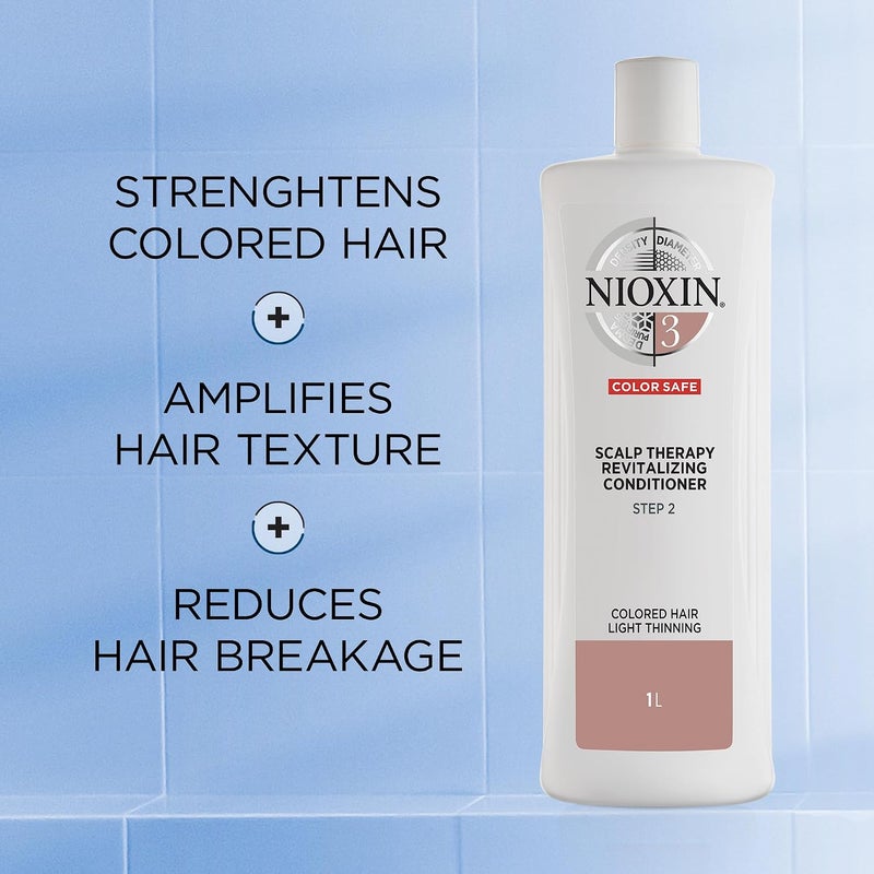 Nioxin System 3 Scalp Therapy Conditioner with Peppermint Oil Treats Dry Scalp Provides Moisture Control & Balance For Color Treated Hair with Light Thinning 338 fl oz - Image 2