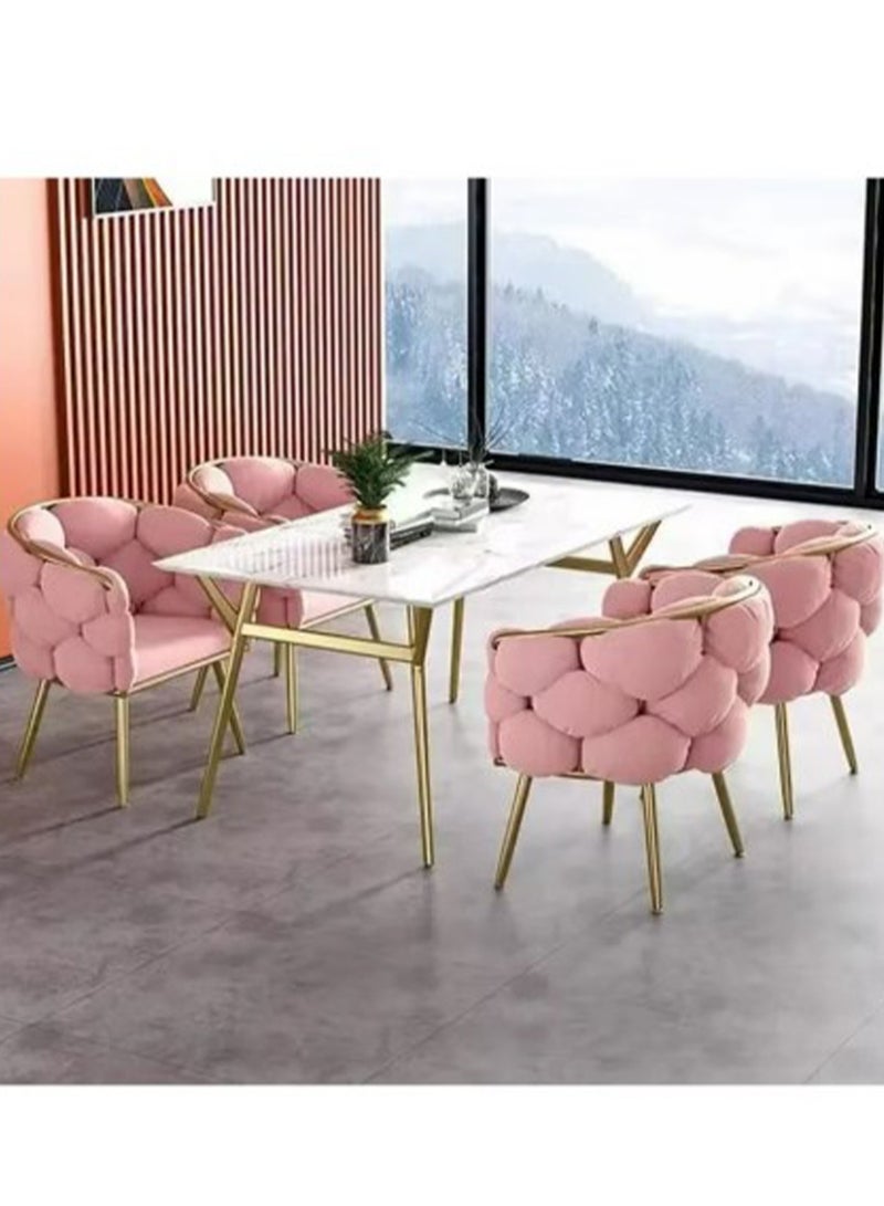 مونوج كراسي مكياج مع مسند ظهر، كراسي طعام عصرية بأرجل معدنية ذهبية، كرسي مكياج أنيق بظهر مبطن - Image 3