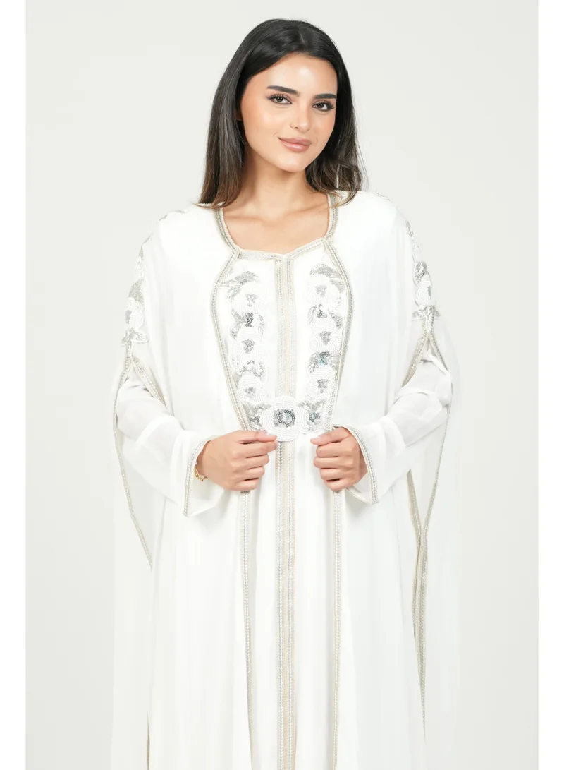 البنت الشرقية قفطان مغربي مطرز فستان مع حزام على الخسر