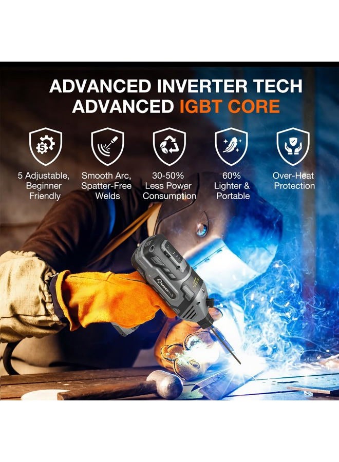 Sakerplus Portable Welding Machine, Welder Machine 110V, ARC Portable Welder with IGBT Inverter 5 Variable Current Adjustment, 30pcs 3/32" Wire Rods, Welding Helmet, Carring Case Included - Image 3