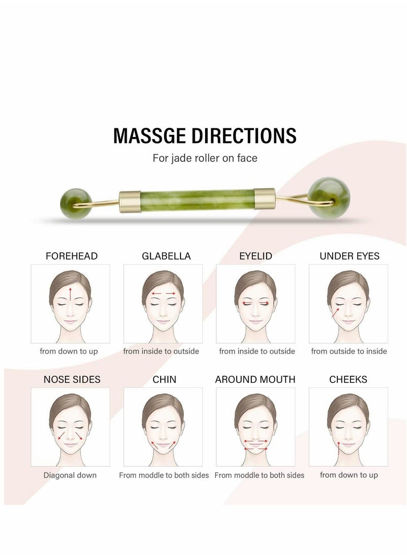 Excefore 4 Pieces Jade Roller Face Massager Gua Sha Gift Kit Eye and Facia Skin Care Tool Reduces Wrinkles and Tightens Skin Natural Real Jade Stone Anti Aging Roller Facial Massager  - Image 5