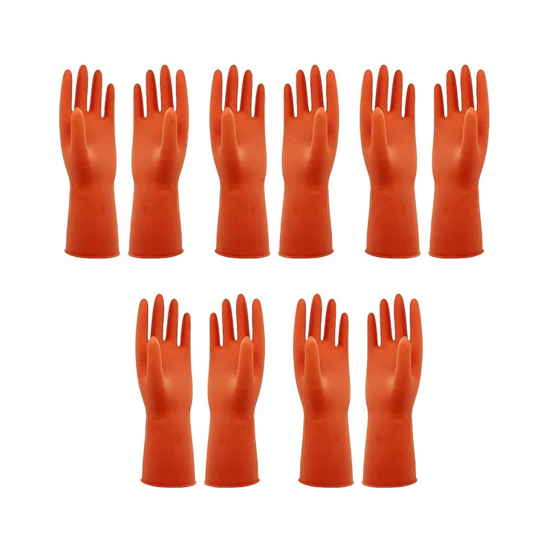 Robustt Heavy Duty Rubber Hand gloves (5 Pairs) for Dishwashing, gardening, kitchen cleaning