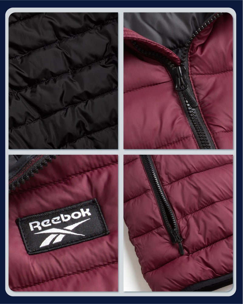 Reebok Boys Winter Coat - Lightweight Insulated Puffer Jacket - Wind & Water Resistant Quilted Hooded Winter Jacket for Boys, Size 14-16, Wine - Image 4