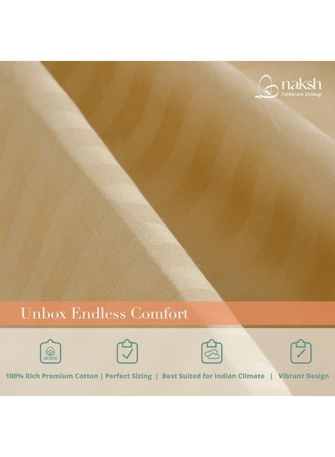 Naksh Bed Sheet Double Bed Queen Size Cotton 210 TC Stripes, Beige | 1 Bedspread for Queen Size Bed (88 x 100 Inch) and 2 Pillow Covers - Image 4