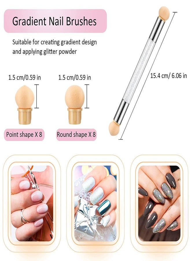 DANNEASY 4pcs Ombre Nail Brush Set with 6pcs Sponge Head, Silicone Nail Brush Nail Sponge for French Nail Tip Acrylic Nail Ombre Brush Gradient Paint Nail Pen Manicure Brushes DIY Tools - Image 2