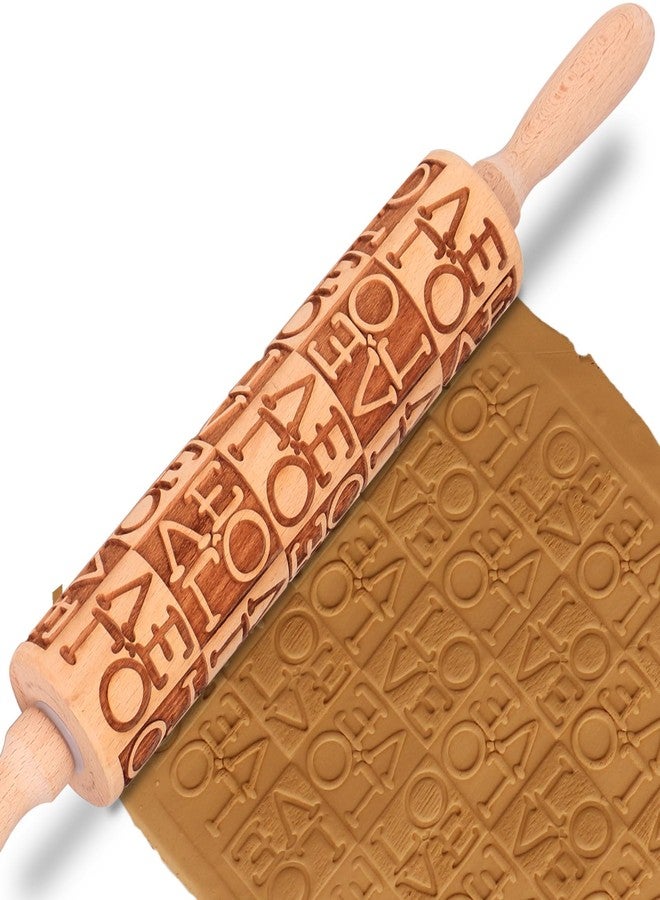 Big Role LOVE Embossed Rolling Pins for Cookies, Wooden Engraved Rolling Pins for Baking, Valentine Patterned Embossing Rolling Pin with Designs Decorative Springerle Cookie Mold Stamp Clay Pattern Roller - Image 1