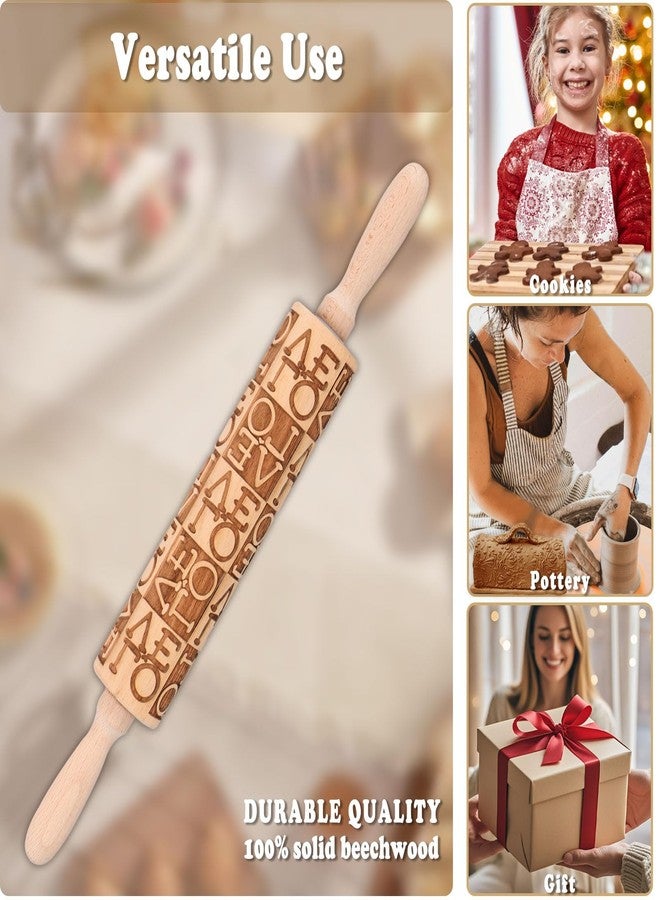 Big Role LOVE Embossed Rolling Pins for Cookies, Wooden Engraved Rolling Pins for Baking, Valentine Patterned Embossing Rolling Pin with Designs Decorative Springerle Cookie Mold Stamp Clay Pattern Roller - Image 5