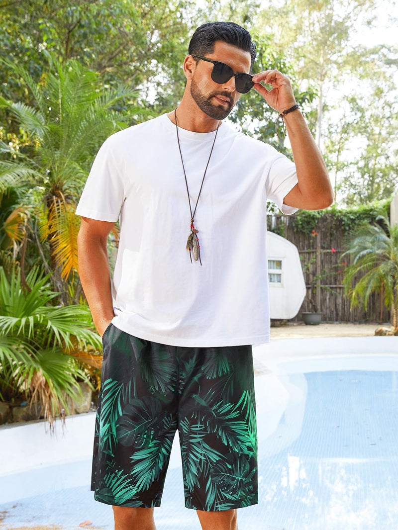 Hardaddy Men's Swim Trunks Quick Dry Bathing Suit Swimming Board Shorts Mesh Lining Hawaiian Beach Swimwear with Pockets Green L - Image 3