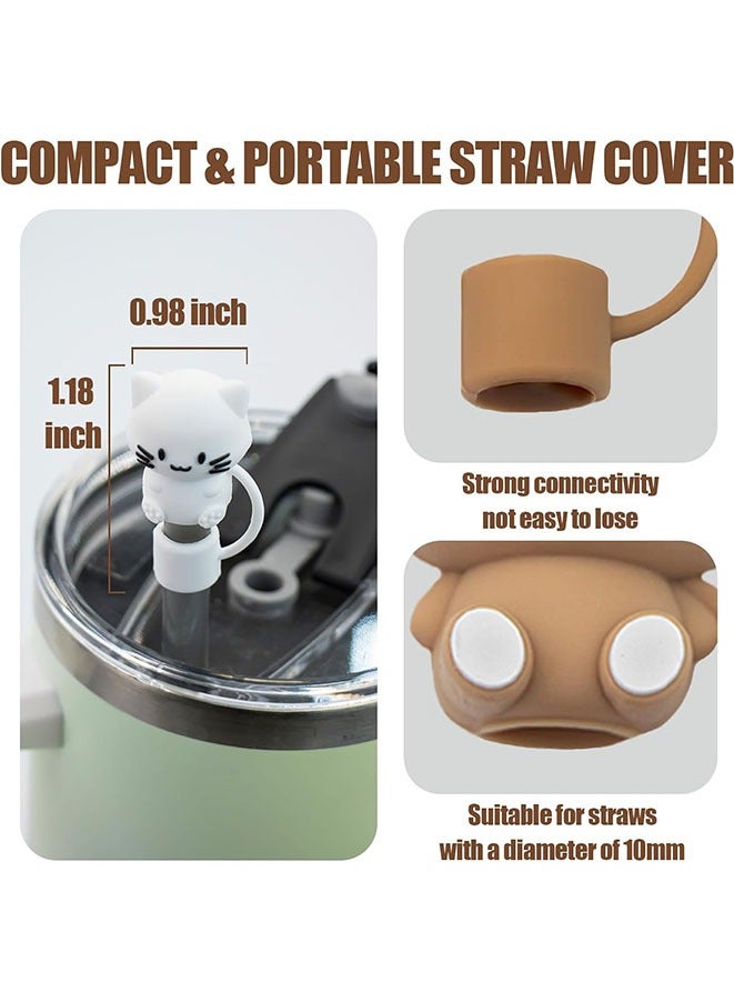 6PCS Straw Cover Cap for Stanley Cup, Silicone Cute Animal Straw Topper for Stanley 30&40 Oz Tumbler with Handle, 10mm 0.4in Dust-Proof Reusable Straw Tips Lids. (Color 1) - Image 3