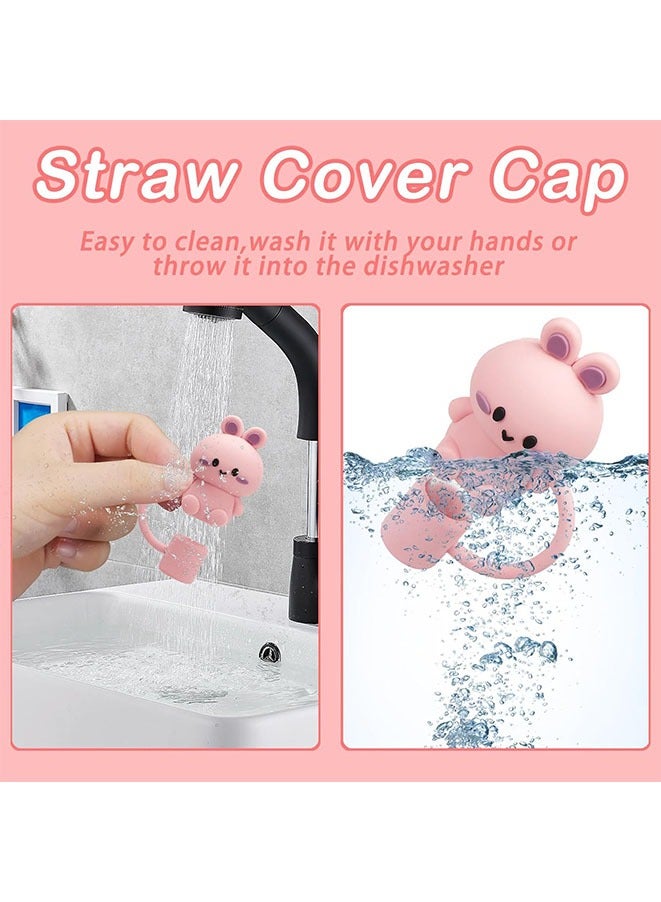 6PCS Straw Cover Cap for Stanley Cup, Silicone Cute Animal Straw Topper for Stanley 30&40 Oz Tumbler with Handle, 10mm 0.4in Dust-Proof Reusable Straw Tips Lids. (Color 1) - Image 4