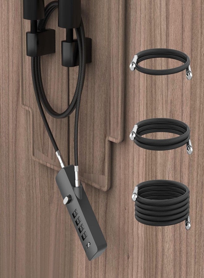 MeBantoo Cable Locks with Combination, Wire Rope 4-Digit Combination Ski Lock with 3 Lengths Steel Cables for Closet, Gate, Bike, Luggage, Snowboard, Cabinet, Wardrobe, Fence, Fridge (Gray - 1pc) - Image 1