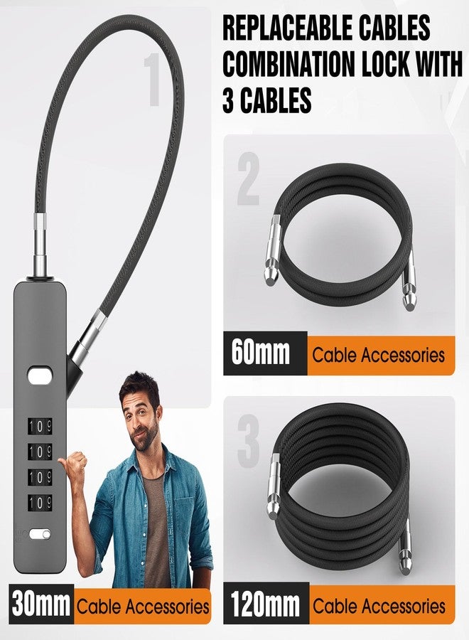 MeBantoo Cable Locks with Combination, Wire Rope 4-Digit Combination Ski Lock with 3 Lengths Steel Cables for Closet, Gate, Bike, Luggage, Snowboard, Cabinet, Wardrobe, Fence, Fridge (Gray - 1pc) - Image 3