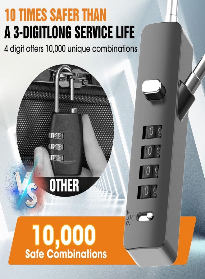 MeBantoo Cable Locks with Combination, Wire Rope 4-Digit Combination Ski Lock with 3 Lengths Steel Cables for Closet, Gate, Bike, Luggage, Snowboard, Cabinet, Wardrobe, Fence, Fridge (Gray - 1pc) - Image 2