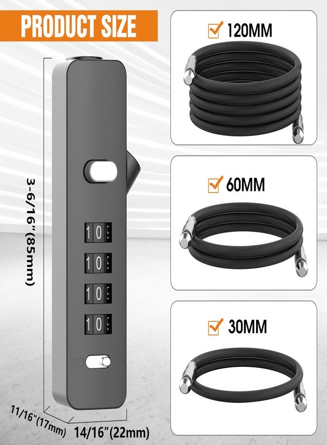 MeBantoo Cable Locks with Combination, Wire Rope 4-Digit Combination Ski Lock with 3 Lengths Steel Cables for Closet, Gate, Bike, Luggage, Snowboard, Cabinet, Wardrobe, Fence, Fridge (Gray - 1pc) - Image 5