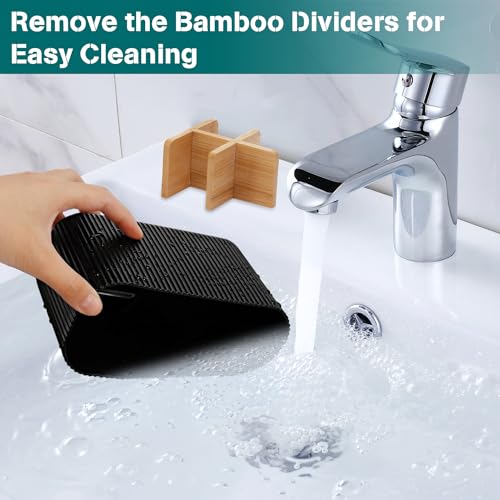 GFWARE Black Toothbrush Holder - Bamboo Toothbrush Holders for Bathrooms Electric Toothbrush Holder Organizer Kids Toothbrush Holders for Bathrooms Countertop - Image 4