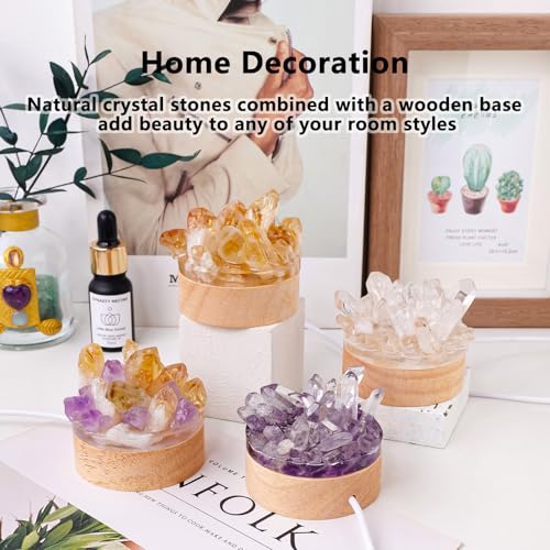 Runyangshi Natural Crystal Night Lamp Bedroom Bedside Sleep Night Light Citrine Healing Crystal Gemstone Quartz Light Ambient Light USB Powered Night Decorations Desktop Ornament for Home Decor Gift - Image 4